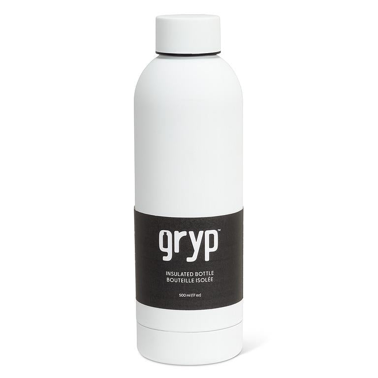 White soft-touch insulated stainless steel thermal bottle, 9 inches tall