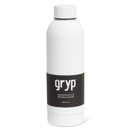 White soft-touch insulated stainless steel thermal bottle, 9 inches tall