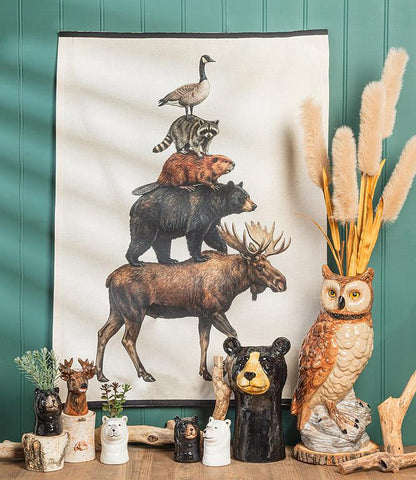 Tall Horned Owl Vase Brown