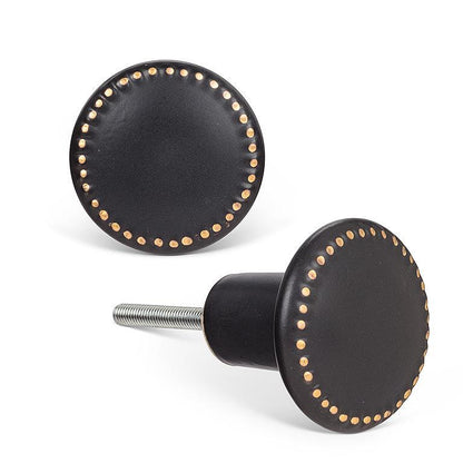 Matte Black Knob with Gold Dot Edge