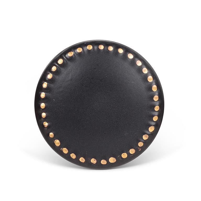 Matte Black Knob with Gold Dot Edge