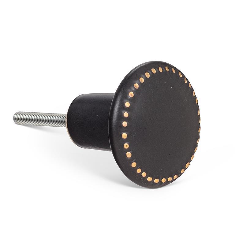 Matte Black Knob with Gold Dot Edge