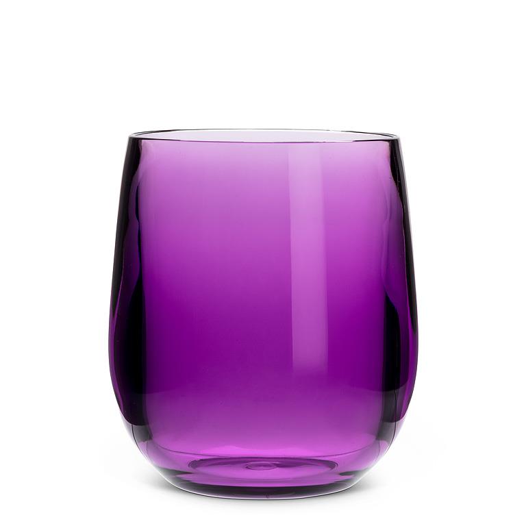 Jewel-toned purple acrylic tumbler with cut-glass texture, 4 inches tall