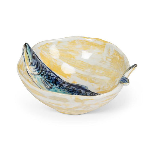 Round Slim Fish Bowl Blue/Yellow