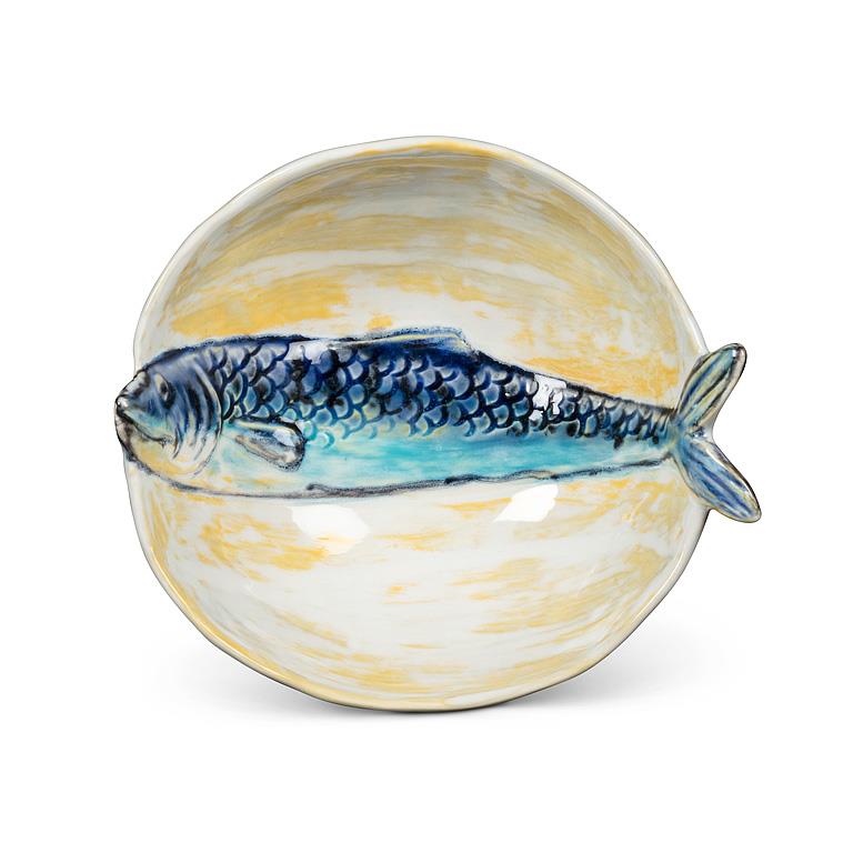 Round Slim Fish Bowl Blue/Yellow