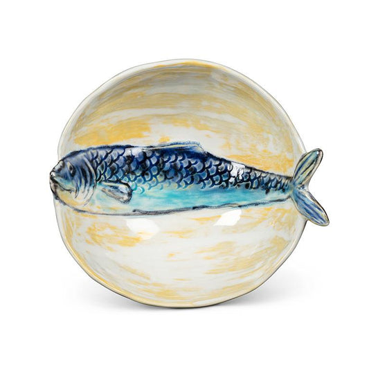 Round Slim Fish Bowl Blue/Yellow
