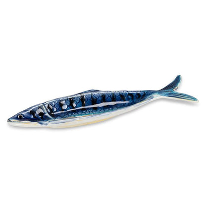Long Slim Fish Dish Blue/ Yellow