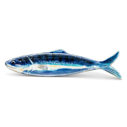 Long Slim Fish Dish Blue/ Yellow