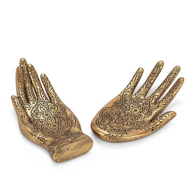 Gold Engraved Hand Dish Set of 2