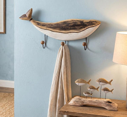 Rustic Whale Triple Wall Hook