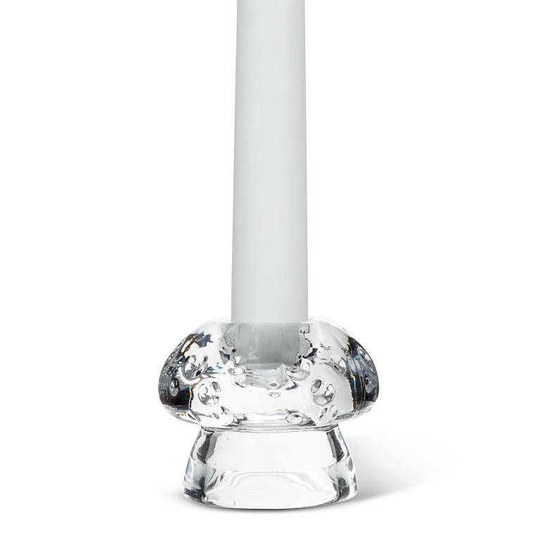 Glass taper candle holder shaped like a mushroom, additional angle