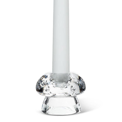 Glass taper candle holder shaped like a mushroom, additional angle