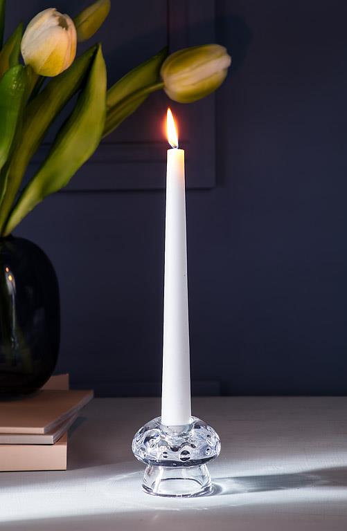 Glass taper candle holder shaped like a mushroom, additional angle