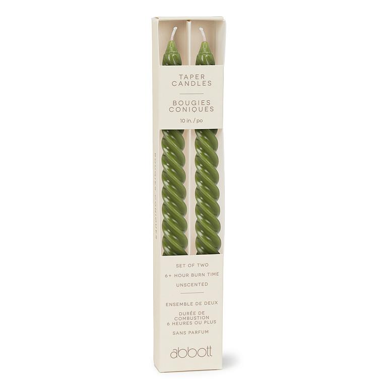 Green spiral-twist taper candles, additional angle