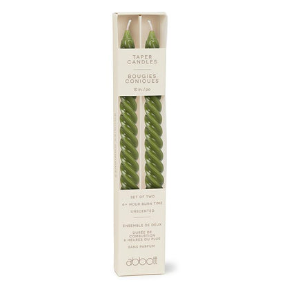 Green spiral-twist taper candles, additional angle