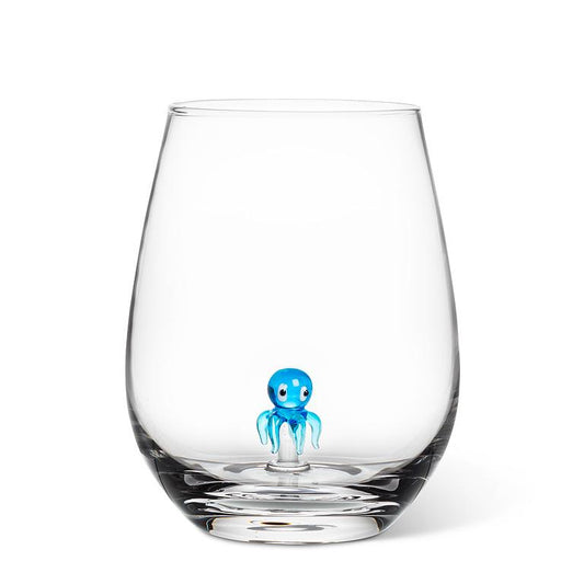 Octopus Icon Stemless Wine Glass