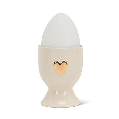 Ivory and gold stoneware heart egg cup, additional angle