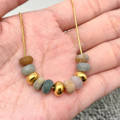 Natural Stone Beaded Charm Necklace