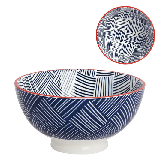 Kiri Bowl Medium Blue Hatch Weave