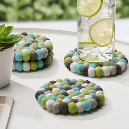 Modwool Felt Ball Coasters Teal/Green/Grey/White