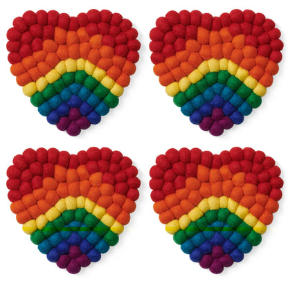 Modwool Felt Ball Heart Coasters