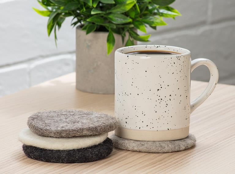 Round Felt Grey Coasters Set