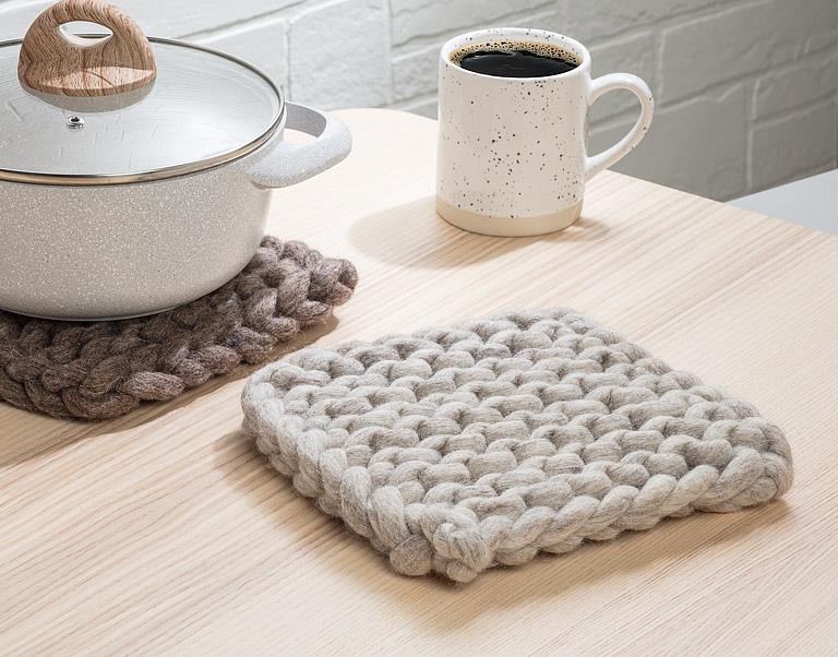 Chunky Square Felt Trivet Beige