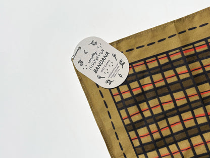 The Wonky Plaid bandana shown fully unfolded to display the full print