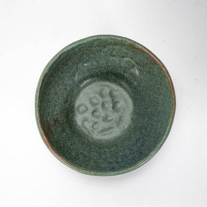 Green Japanese tripod bowl styled with food - PABOOM