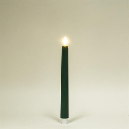 LED Ridged Taper Candles Green