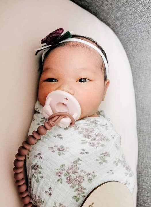 Sweetie Strap™ Silicone One-Piece Pacifier Clips - Rosewood Beaded