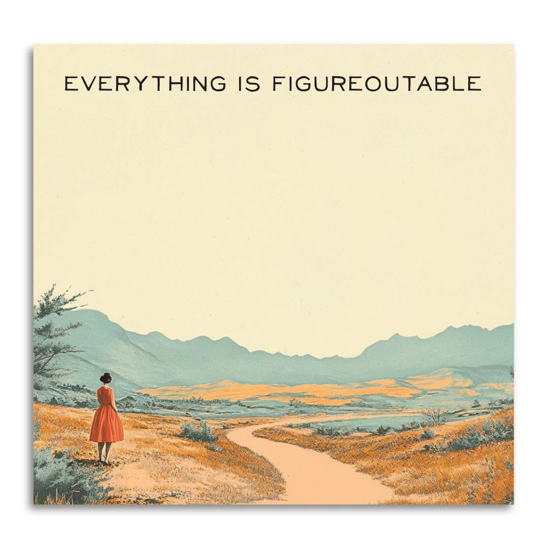 Everything Is Figureoutable sticky note pad shown from another angle