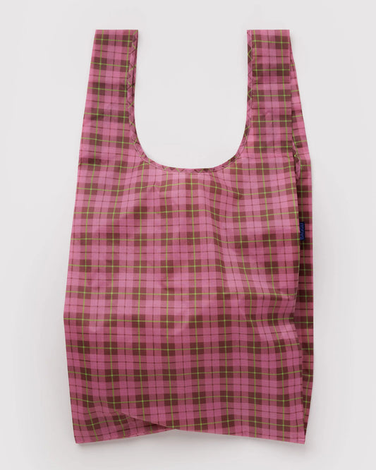 Big BAGGU Reusable Tote Bag - Azalea Pink Tartan