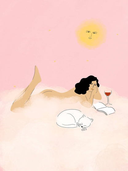Clouds, Cat and Wine Art Print