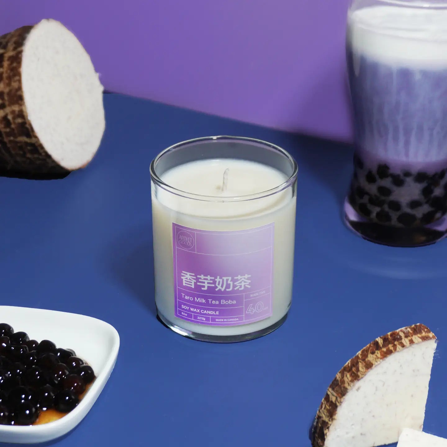 Taro Milk Tea Boba Candle