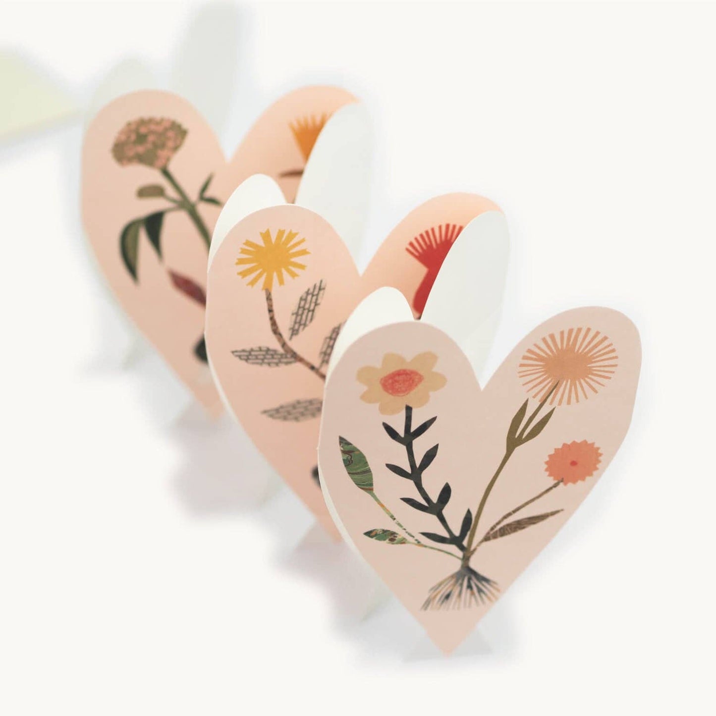 Hearts Concertina Card standing extended