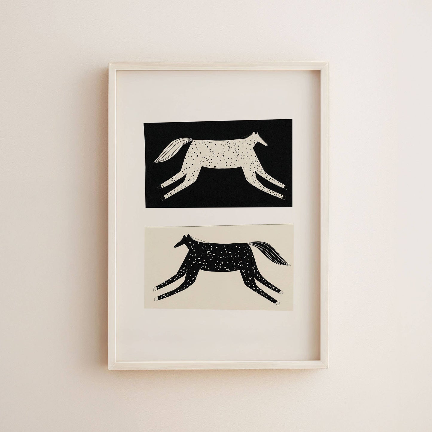 Black And White Horse Art Print