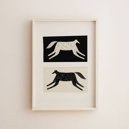 Black And White Horse Art Print