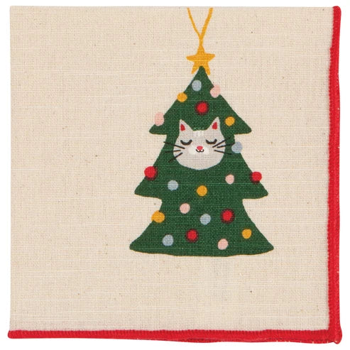 Bauble Cats Christmas Cocktail Napkins Set stacked together showing all four designs - PABOOM