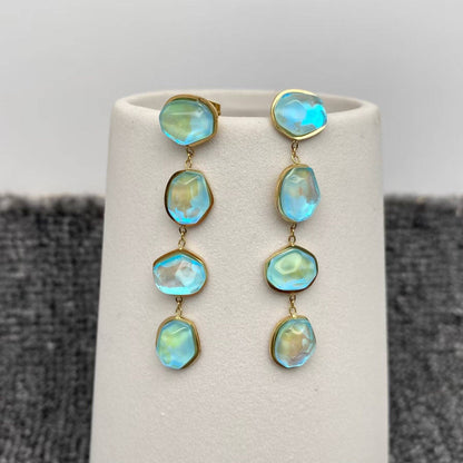 Irregular Blue Acrylic Linked Earrings