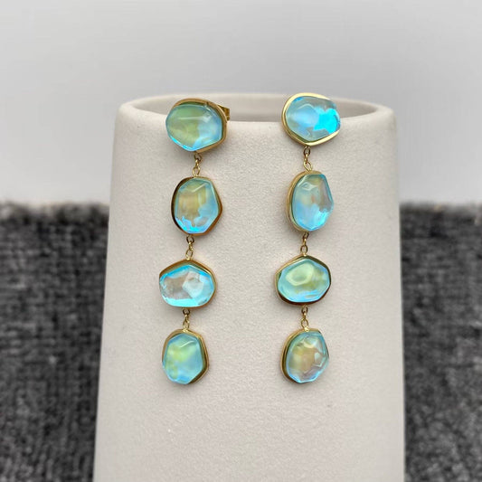 Irregular Blue Acrylic Linked Earrings