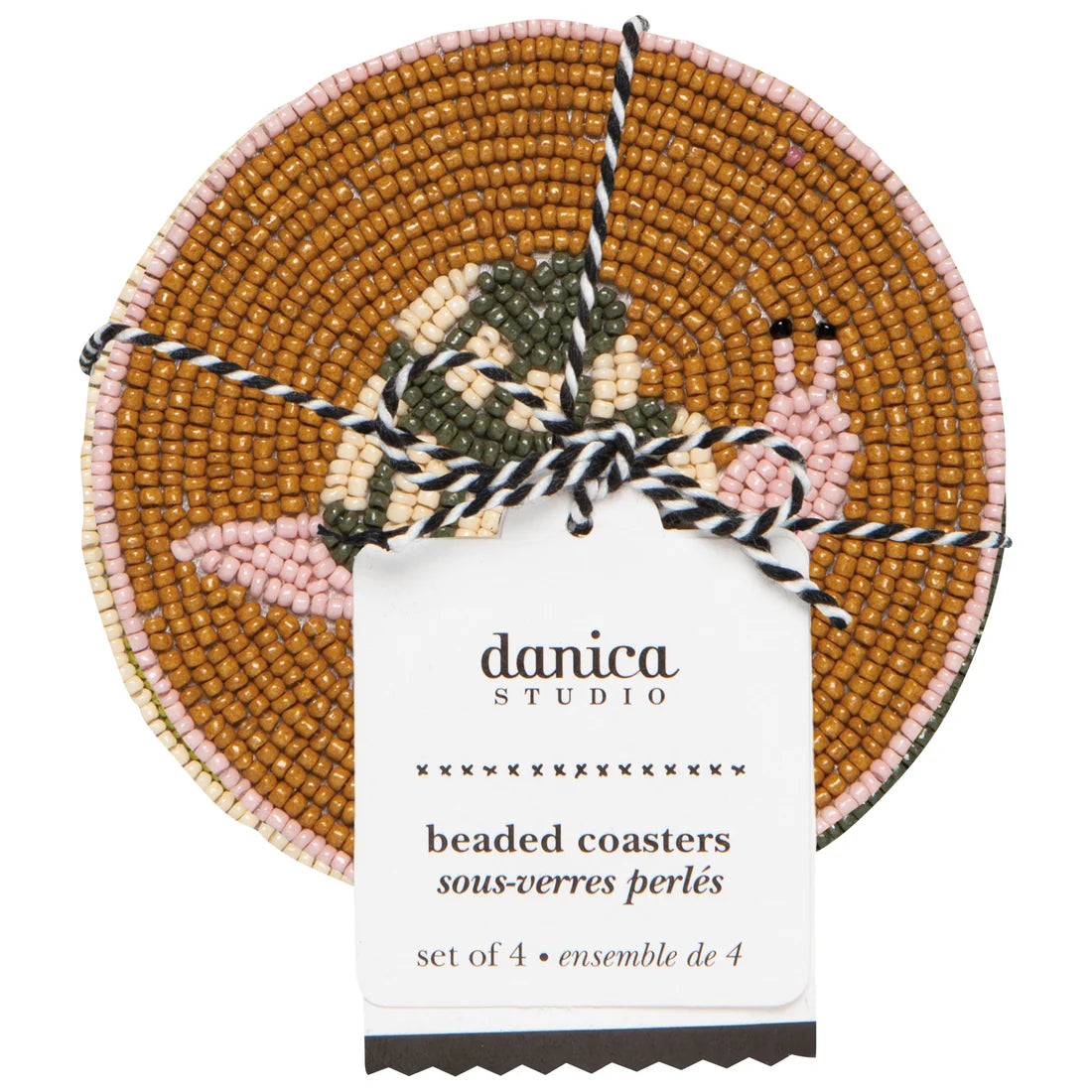 Close-up of the glass bead detail on a Gardenland Snails coaster - PABOOM