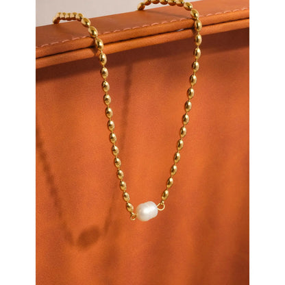 Vigne Gold  Pearl Ball Chain Necklace