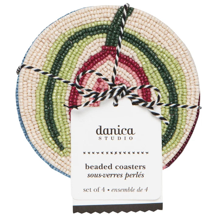 Pome beaded coaster set stacked to show thickness and texture – PABOOM
