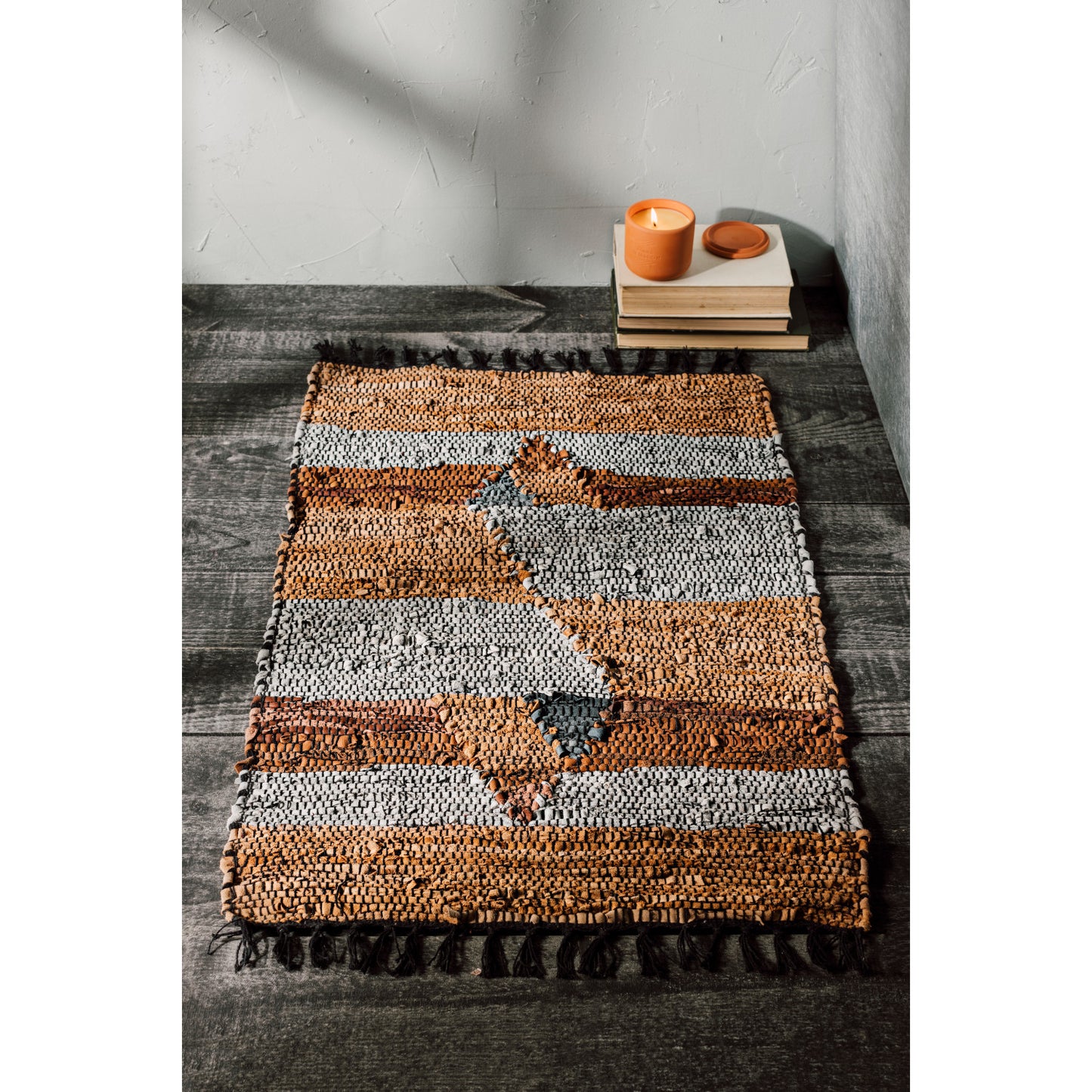 Rug Leather Chindi Rowan Brown