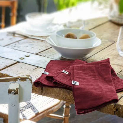 Burgundy Cotton Gauze Napkins Set