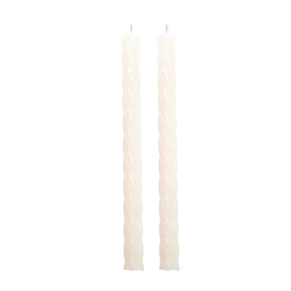 Swirled Dinner Candles White