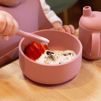 Baby Silicone Suction Bowl - Dusty Rose