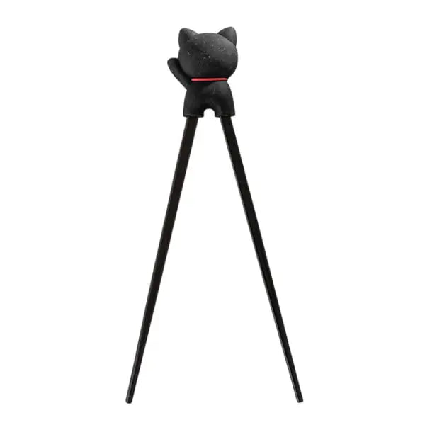 Black lucky cat chopstick helper detail - PABOOM