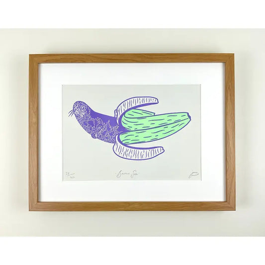 Banana Seal Riso Print Lilac + Green